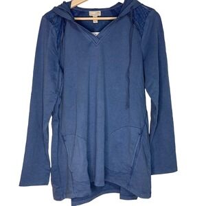 A630233 LOGO LIFE by Lori Goldstein French Terry Pullover Hoodie Steel Blue M